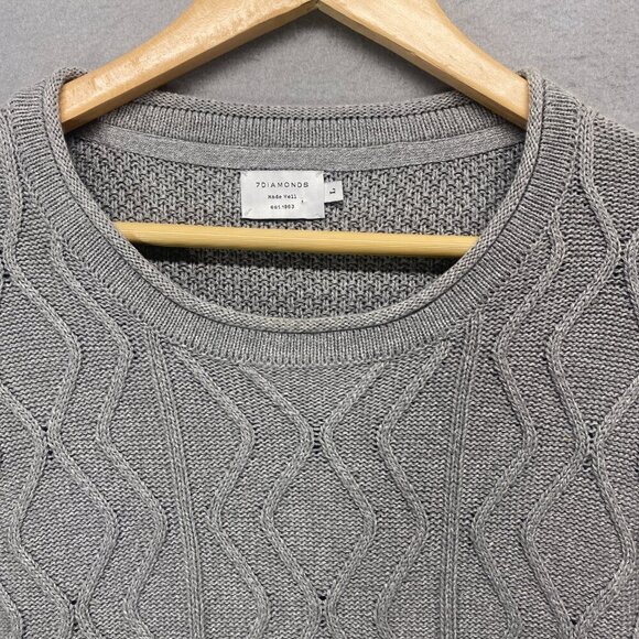 7 Diamonds Sweater Mens Large Grey Knit Textured 100% Cotton - Picture 2 of 11